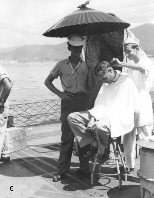 Barber shop on ship's fantail