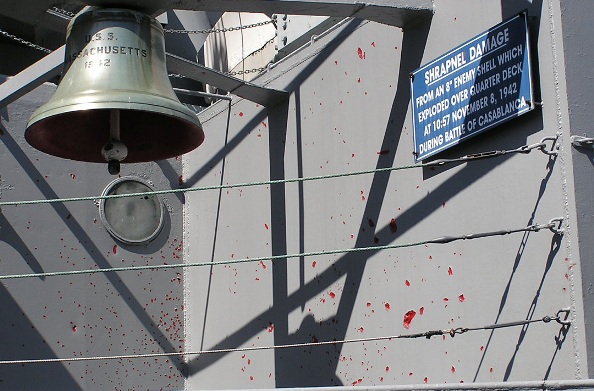 Shrapnel Damage - USS Massachusetts (BB-59)