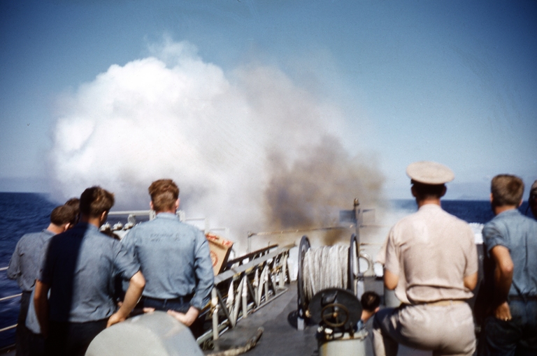 USS Sproston - testing smoke generator.