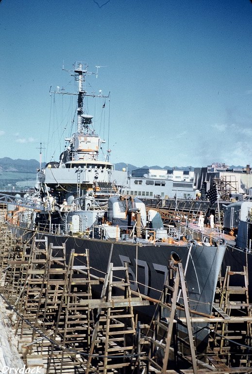 USS Sproston in dry dock