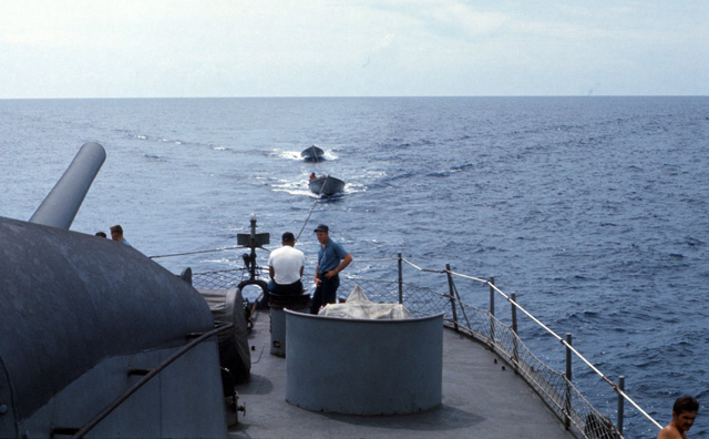 USS Forrestal (CV-59) lifeboats recovered - USS Sproston 1967
